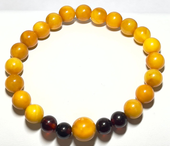 9mm Authentic Baltic Egg Yolk & Cherry Amber Beads Bracelet JY3775