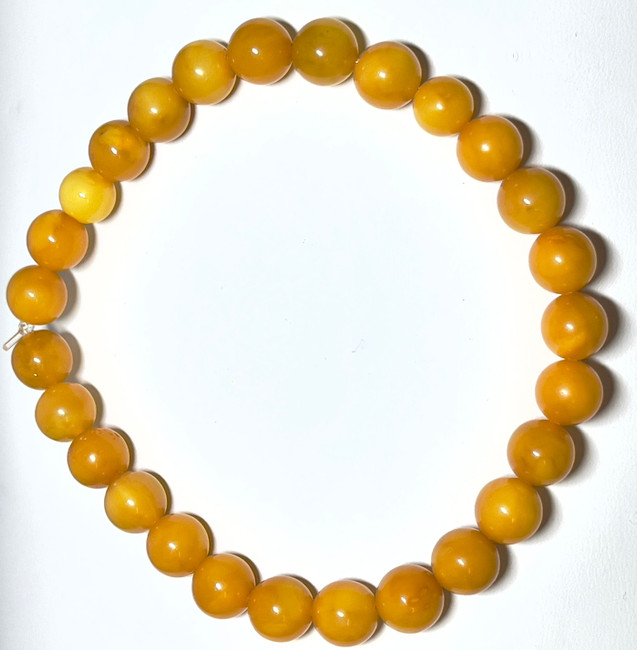 8mm Authentic Baltic Egg Yolk Amber Beads Bracelet JY3812