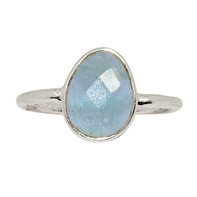Natural Faceted Aqua Kyanite 925 Sterling Silver Ring Jewelry s.7 ALLR-27581