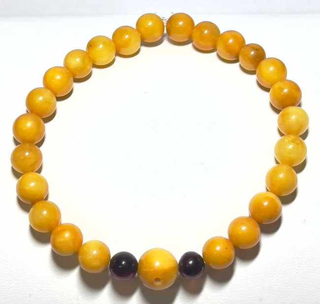 8mm Authentic Baltic Egg Yolk & Cherry Amber Beads Bracelet JY3803