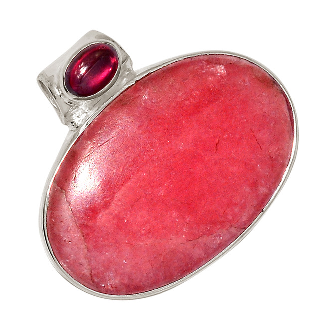 Natural Rhodochrosite Jelly & Garnet 925 Silver Pendant Jewelry ALLP-26872