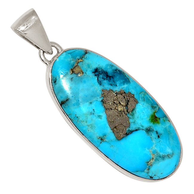 Composite Turquoise With Pyrite 925 Sterling Silver Pendant Jewelry ALLP-26622