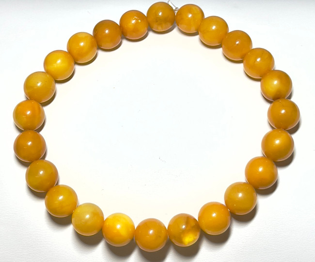 9mm Authentic Baltic Egg Yolk Amber Beads Bracelet JY3784