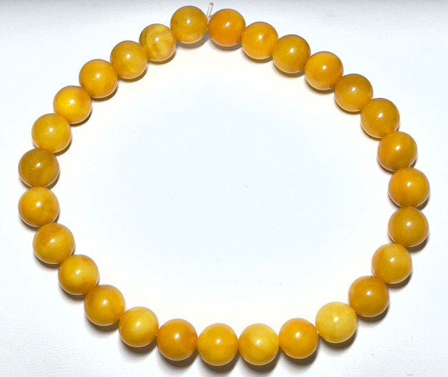 8mm Authentic Baltic Egg Yolk Amber Beads Bracelet JY3826