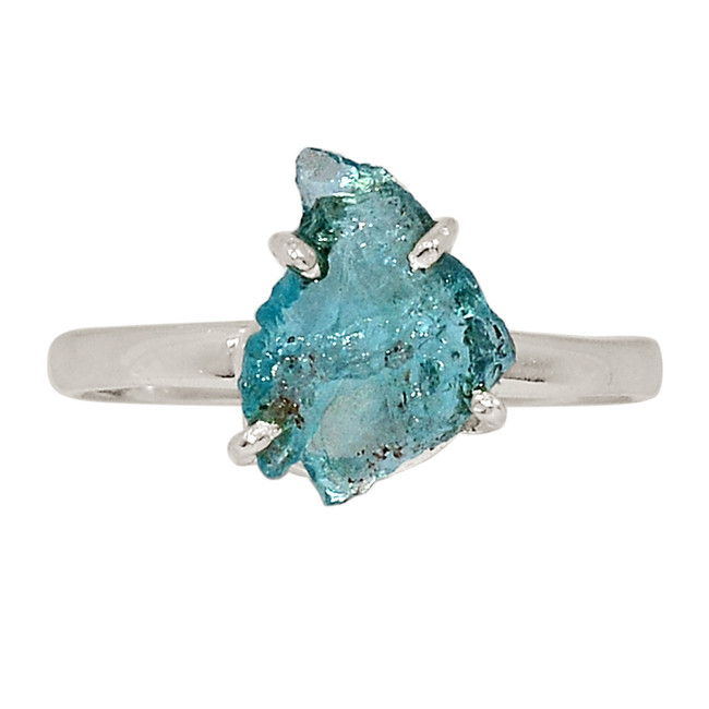Natural Neon Blue Apatite 925 Sterling Silver Ring Jewelry s.9 ALLR-28248