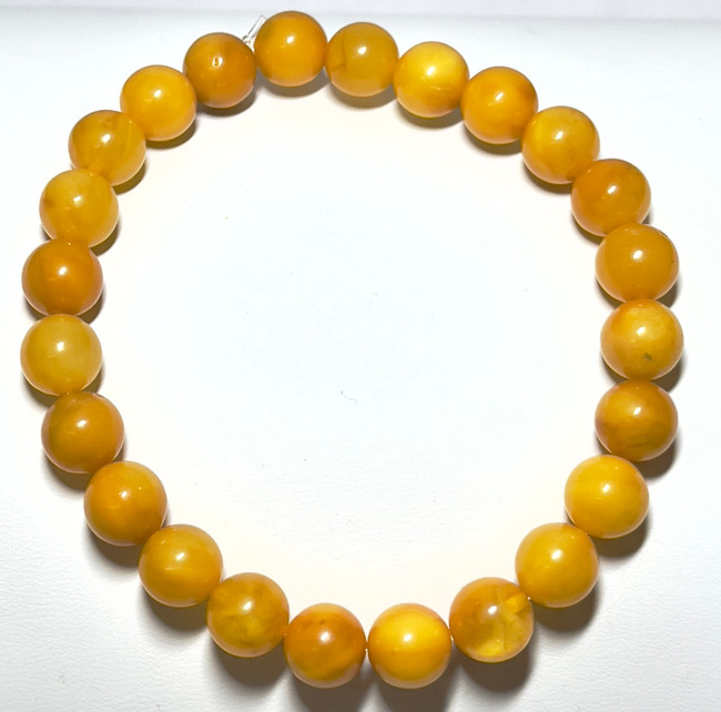 9mm Authentic Baltic Egg Yolk Amber Beads Bracelet JY3796