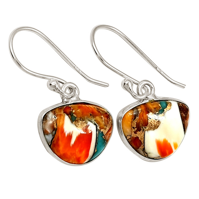 Composite Spiny Oyster & Arizona Turquoise 925 Silver Earrings ALLE-17869