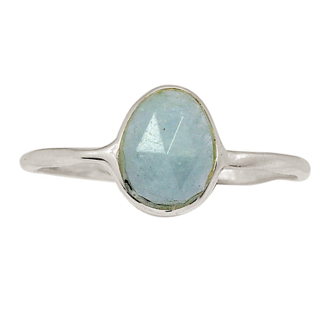Natural Faceted Aquamarine 925 Sterling Silver Ring Jewelry s.8 ALLR-28885