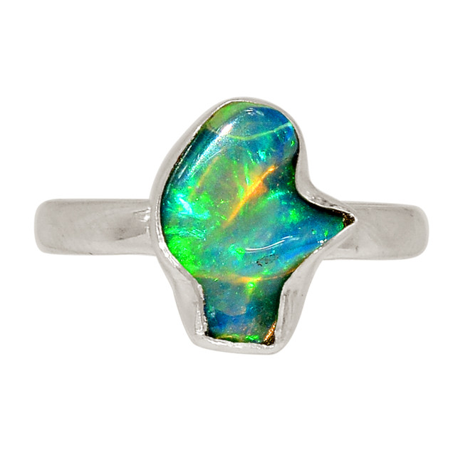 Natural Ethiopian Polish Rough 925 Sterling Silver Ring Jewelry s.7 ALLR-29651