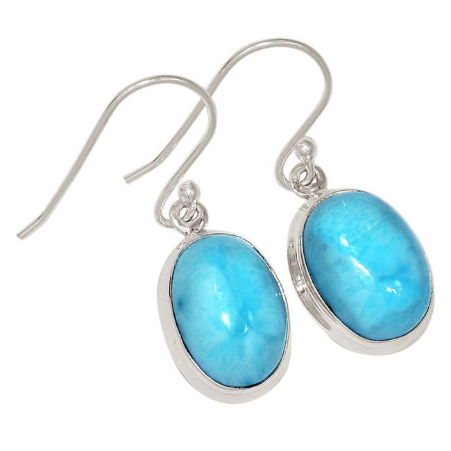 Natural Genuine Larimar - Dominican Republic 925 Silver Earrings ALLE-18075