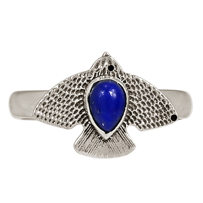 Bird - Natural Lapis Lazuli - Afghanistan 925 Silver Ring Jewelry s.9 ALLR-29055