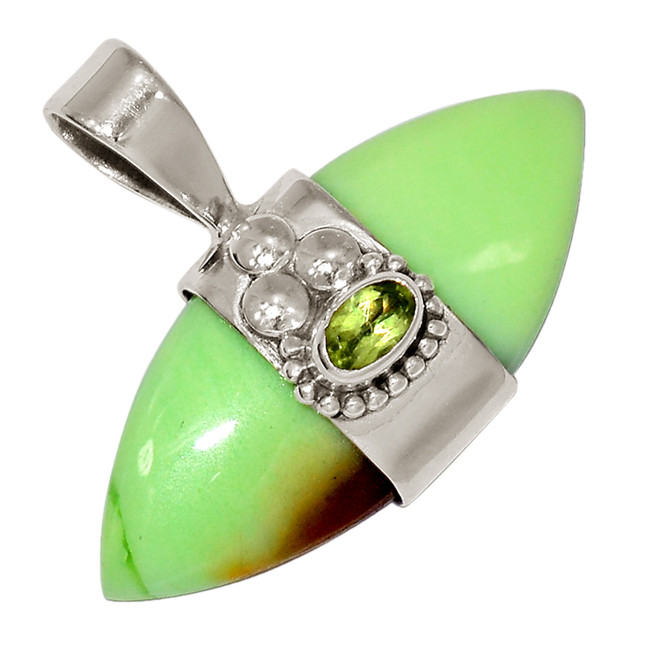 Natural Citron Chrysoprase & Peridot 925 Silver Pendant Jewelry ALLP-27331