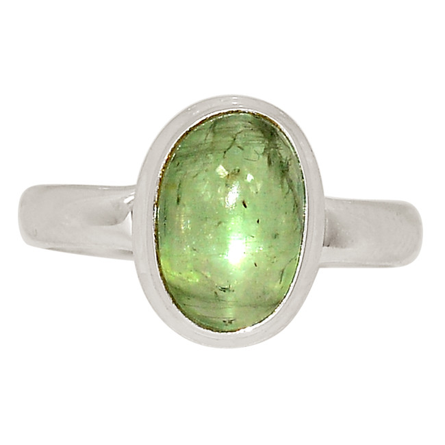 Natural Cabochon Mint Green Kyanite - India 925 Silver Ring s.6 ALLR-28734