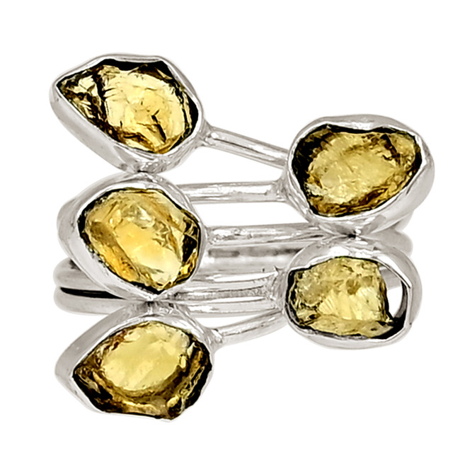 Natural Citrine Rough 925 Sterling Silver Ring Jewelry s.8 ALLR-29132