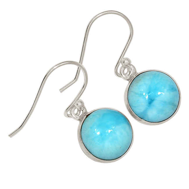 Natural Genuine Larimar - Dominican Republic 925 Silver Earrings ALLE-17642