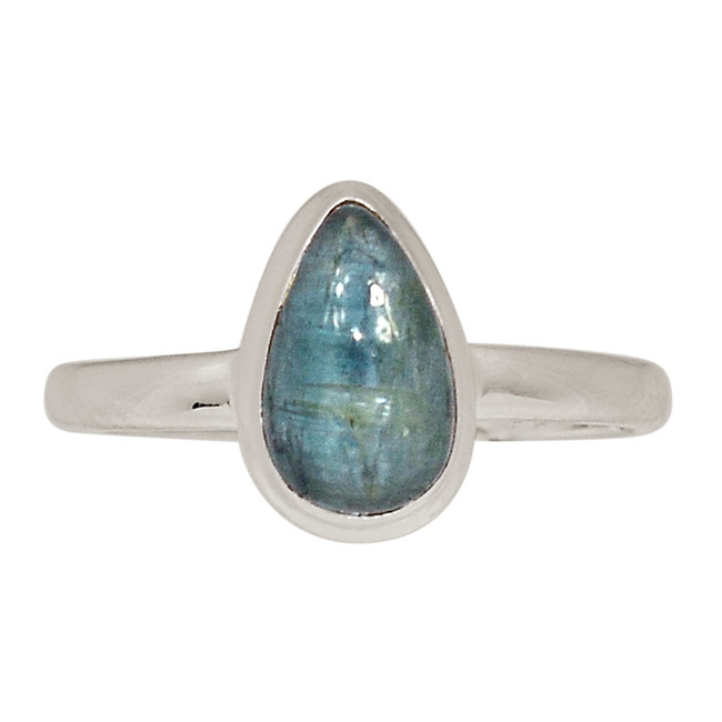 Natural Cabochon Aqua Kyanite 925 Sterling Silver Ring Jewelry s.7 ALLR-29561