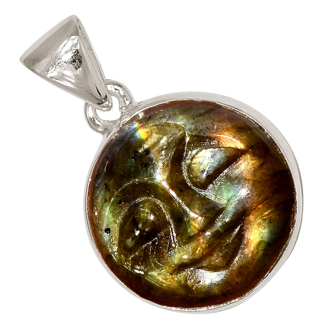 Natural Goddess Face Labradorite - Madagascar 925 Silver Pendant ALLP-27477