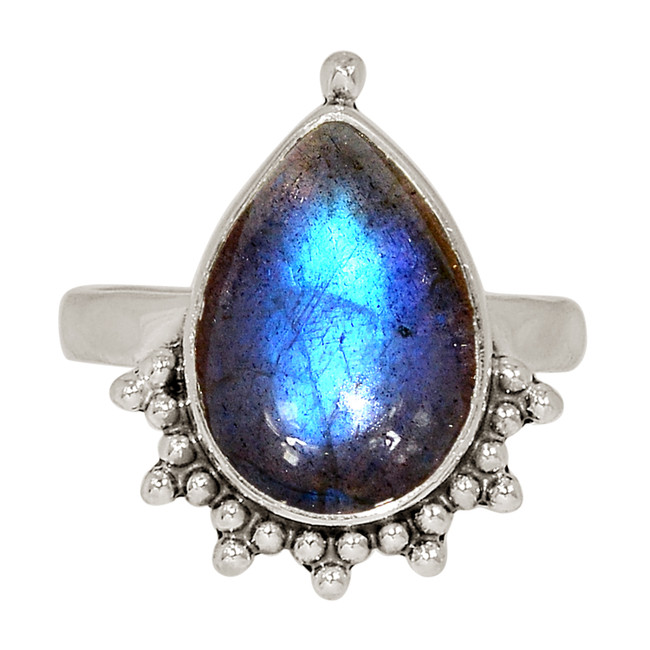 Handwork - Natural Labradorite - Madagascar 925 Silver Ring s.7 ALLR-29608