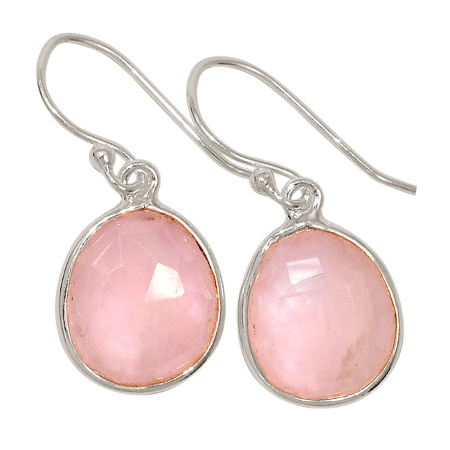 Natural Faceted Rose Quartz 925 Sterling Silver Earrings Jewelry ALLE-17498