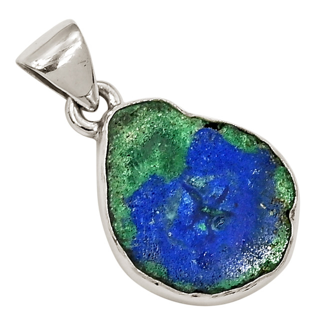 Natural Utah Azurite & Malachite Stalactite 925 Silver Pendant ALLP-27535