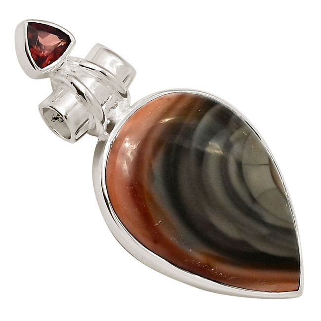 Natural Royal Imperial Jasper - Mexico & Garnet 925 Silver Pendant ALLP-27644