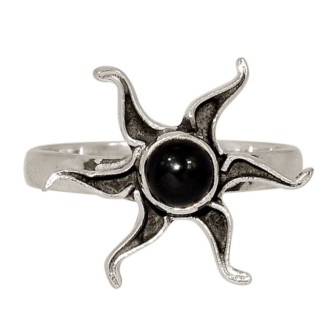 Black Onyx - Brazil 925 Sterling Silver Ring Jewelry s.8.5 ALLR-29595