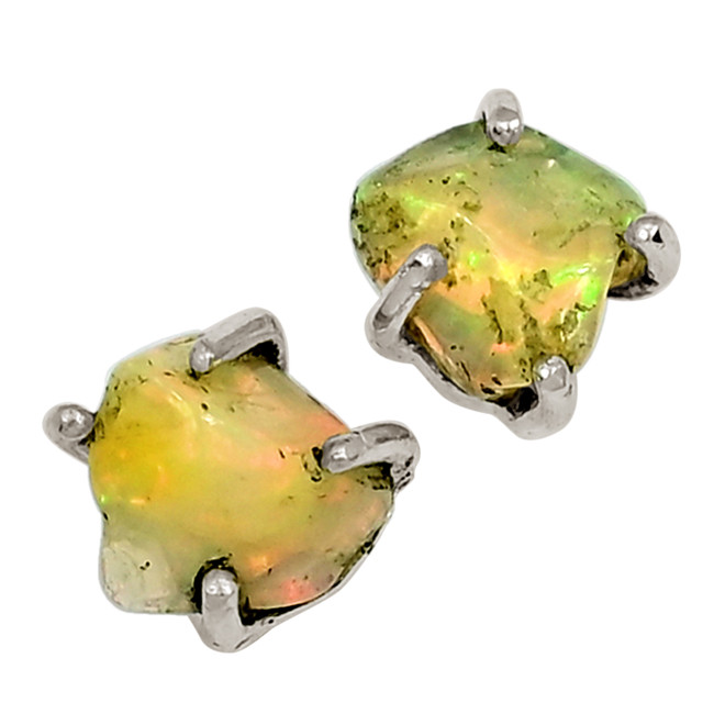 Natural Ethiopian Opal Rough 925 Sterling Silver Earrings Jewelry ALLE-17916
