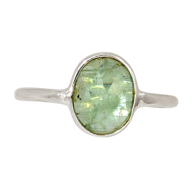 Natural Faceted Green Kyanite 925 Sterling Silver Ring Jewelry s.4.5 ALLR-28449
