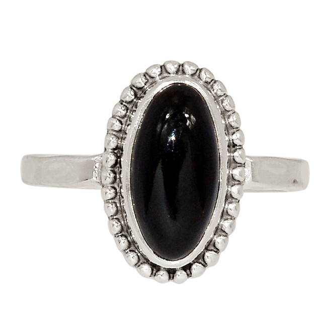 Black Onyx - Brazil 925 Sterling Silver Ring Jewelry s.6 ALLR-29458
