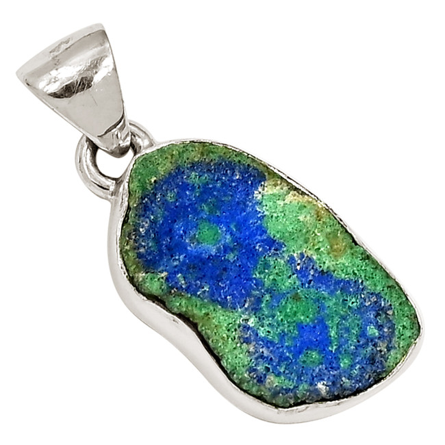 Natural Utah Azurite & Malachite Stalactite 925 Silver Pendant ALLP-27536