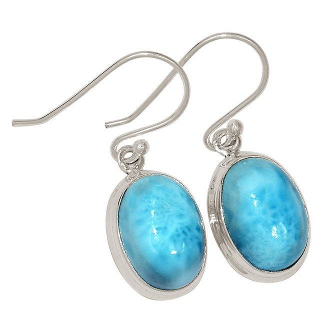 Natural Genuine Larimar - Dominican Republic 925 Silver Earrings ALLE-18074