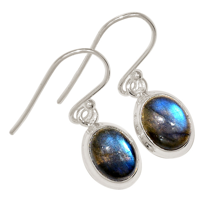 Natural Labradorite - Madagascar 925 Sterling Silver Earrings Jewelry ALLE-18133