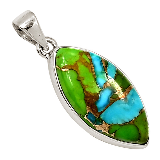 Composite Blue Turquoise In Green Mohave 925 Silver Pendant Jewelry ALLP-27579