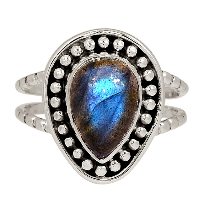 Handwork - Natural Labradorite - Madagascar 925 Silver Ring s.8 ALLR-29640