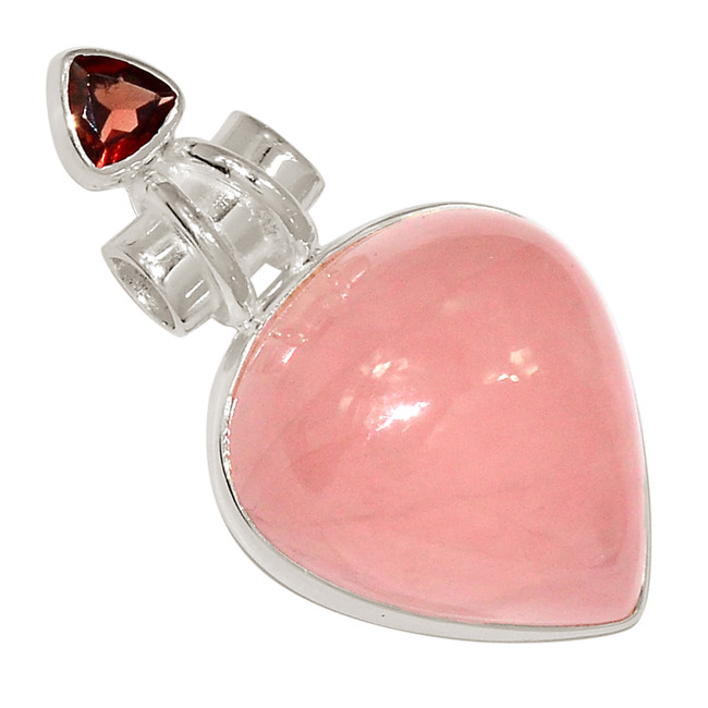 Natural Rose Quartz & Garnet 925 Sterling Silver Pendant Jewelry ALLP-28046