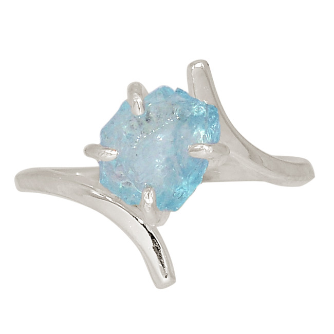 Natural Aquamarine Rough - Brazil 925 Silver Ring Jewelry s.7 ALLR-29593