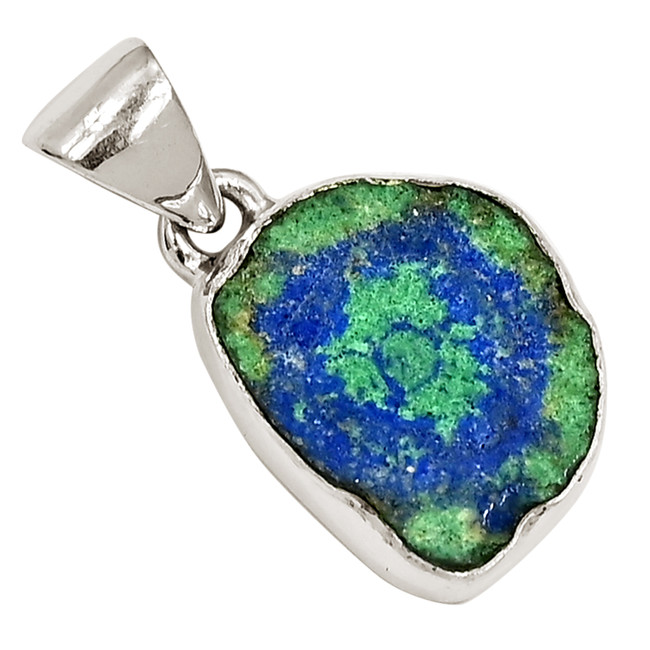 Natural Utah Azurite & Malachite Stalactite 925 Silver Pendant ALLP-27534