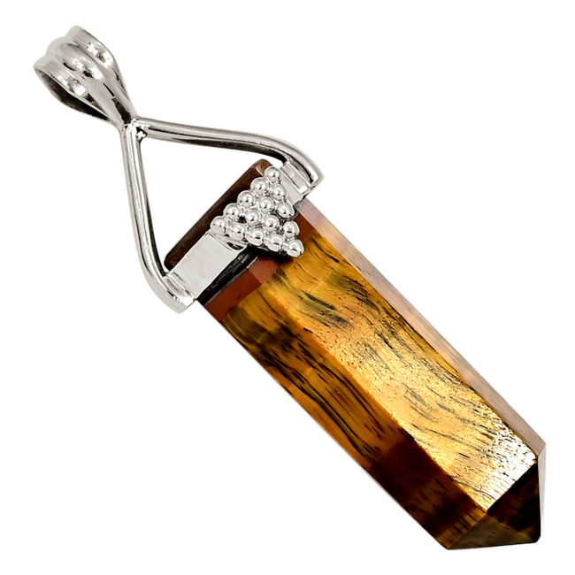Natural Tiger Eye Point - South Africa 925 Silver Pendant Jewelry ALLP-27728