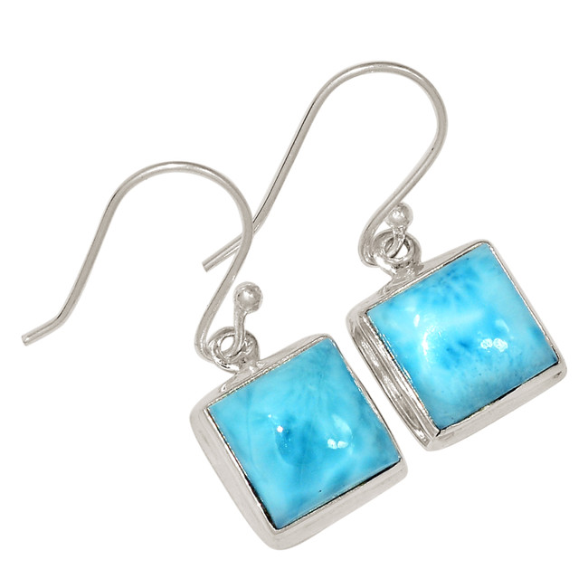 Natural Genuine Larimar - Dominican Republic 925 Silver Earrings ALLE-18077