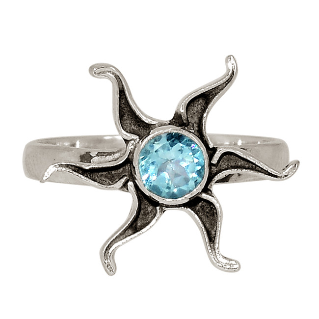 Sun - Blue Topaz 925 Sterling Silver Ring Jewelry s.9 ALLR-29598