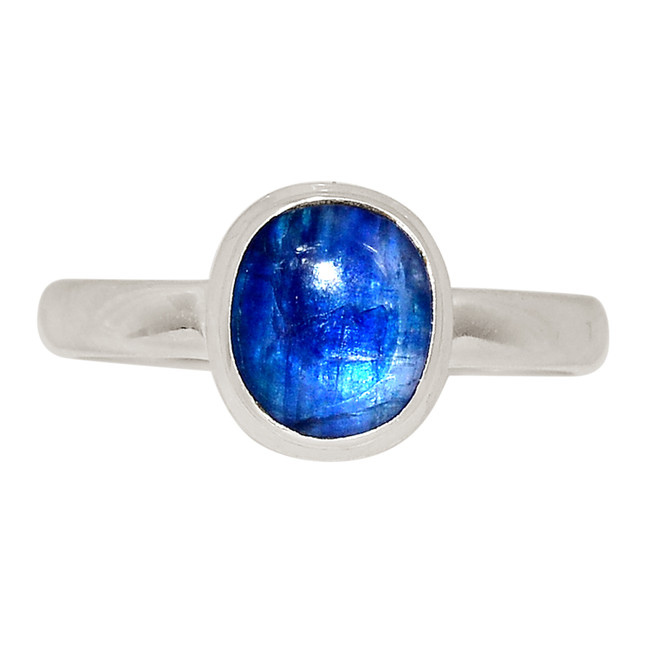 Natural Cabochon Kyanite - Brazil 925 Silver Ring Jewelry s.9 ALLR-28754