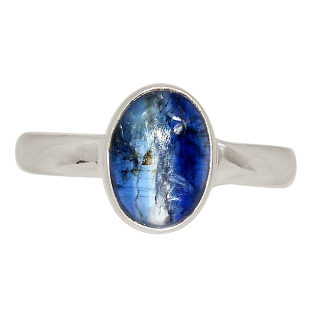 Natural Cabochon Kyanite - Brazil 925 Silver Ring Jewelry s.8 ALLR-28758