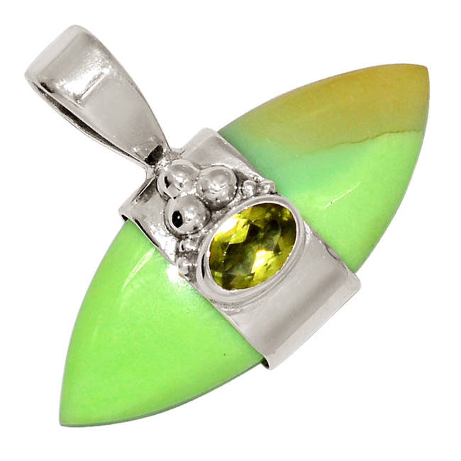 Natural Citron Chrysoprase & Peridot 925 Silver Pendant Jewelry ALLP-27419