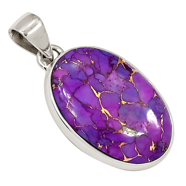 Composite Copper Purple Turquoise 925 Sterling Silver Pendant Jewelry ALLP-27549
