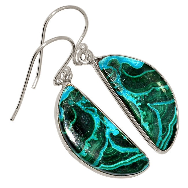 Natural Malachite In Chrysocolla 925 Sterling Silver Earrings Jewelry ALLE-17589