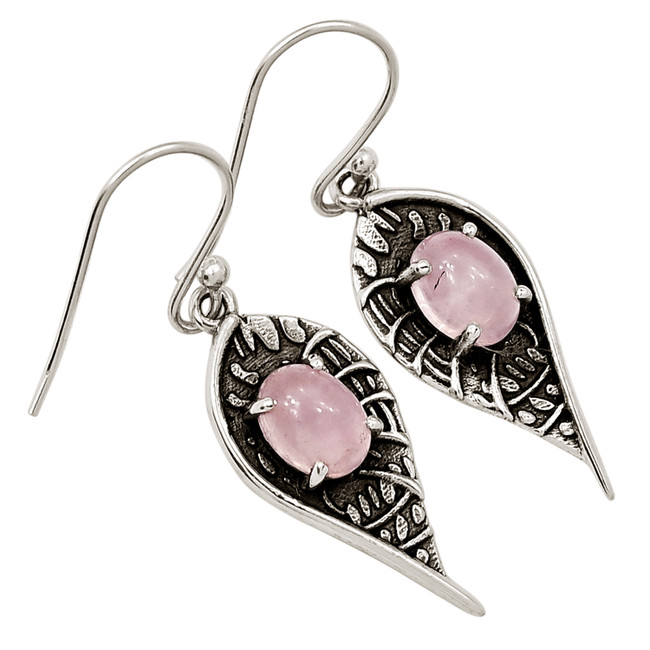 Natural Rose Quartz - Madagascar 925 Sterling Silver Earrings Jewelry ALLE-17990