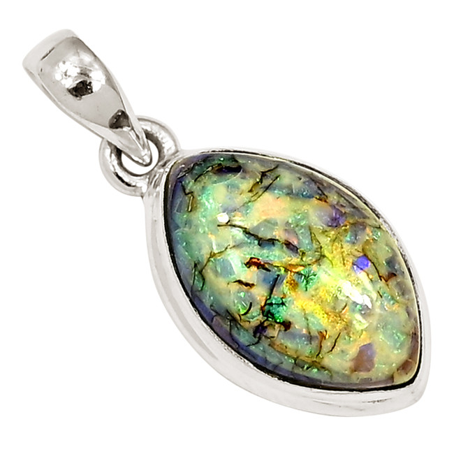 Lab Grown Sterling Opal 925 Sterling Silver Pendant Jewelry ALLP-27517