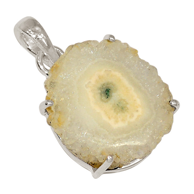 Natural Quartz Stalactite Slice 925 Sterling Silver Pendant Jewelry ALLP-27074