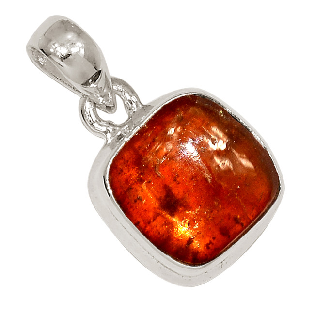 Natural Cabochon Orange Kyanite - India 925 Silver Pendant Jewelry ALLP-27459
