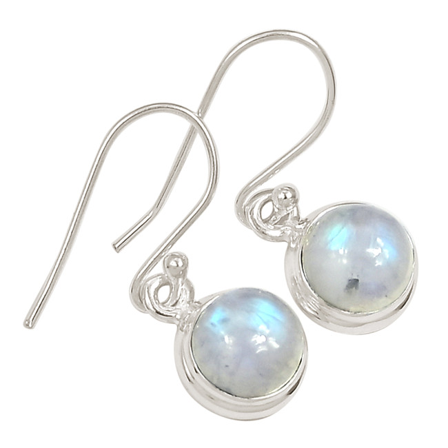 Natural Rainbow Moonstone - India 925 Silver Earrings Jewelry ALLE-17814